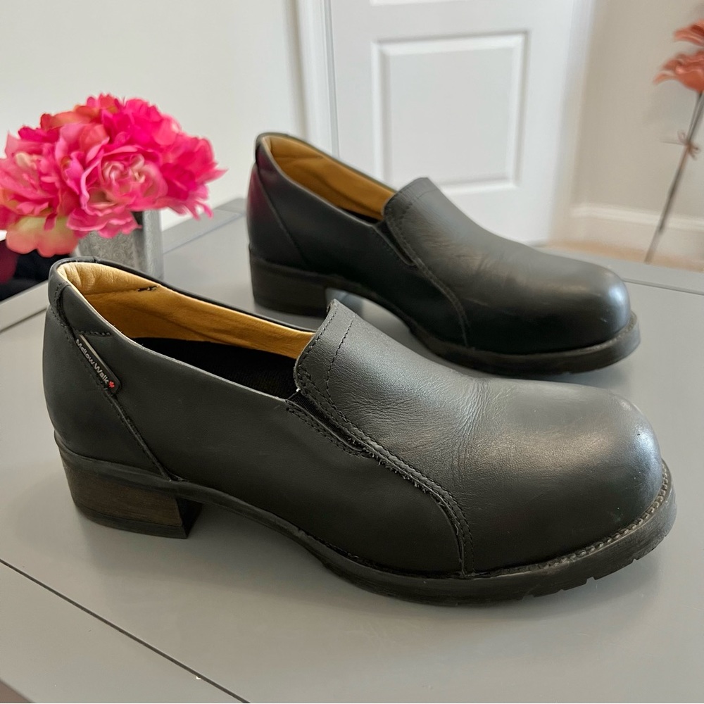 Mellow Walk Black Vanessa Steel Toe Slip On Loafers